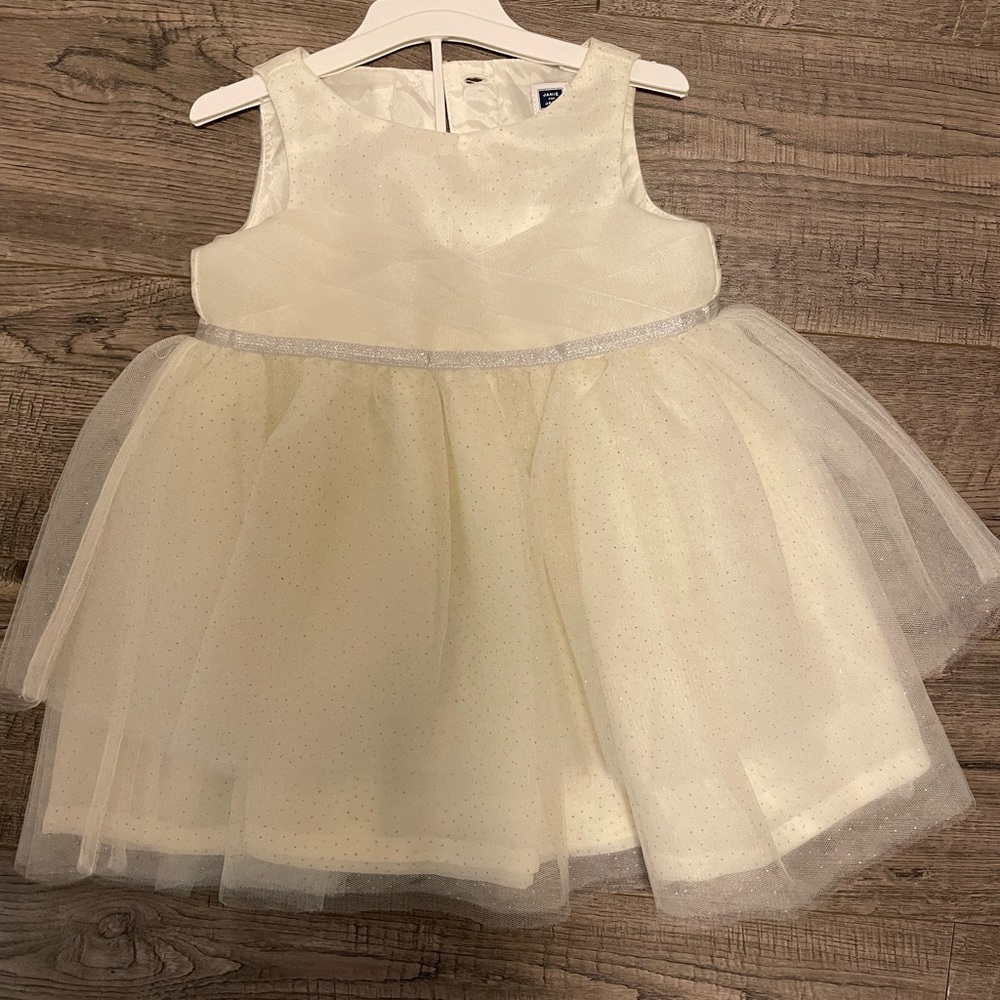 Janie and jack white silver tulle dress 6-12 months
